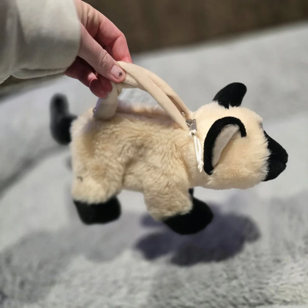 Plush vintage siamese cat purse wristlet